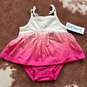 Carter's White-to-Pink Ombre Tie-Shoulder Dress Bodysuit